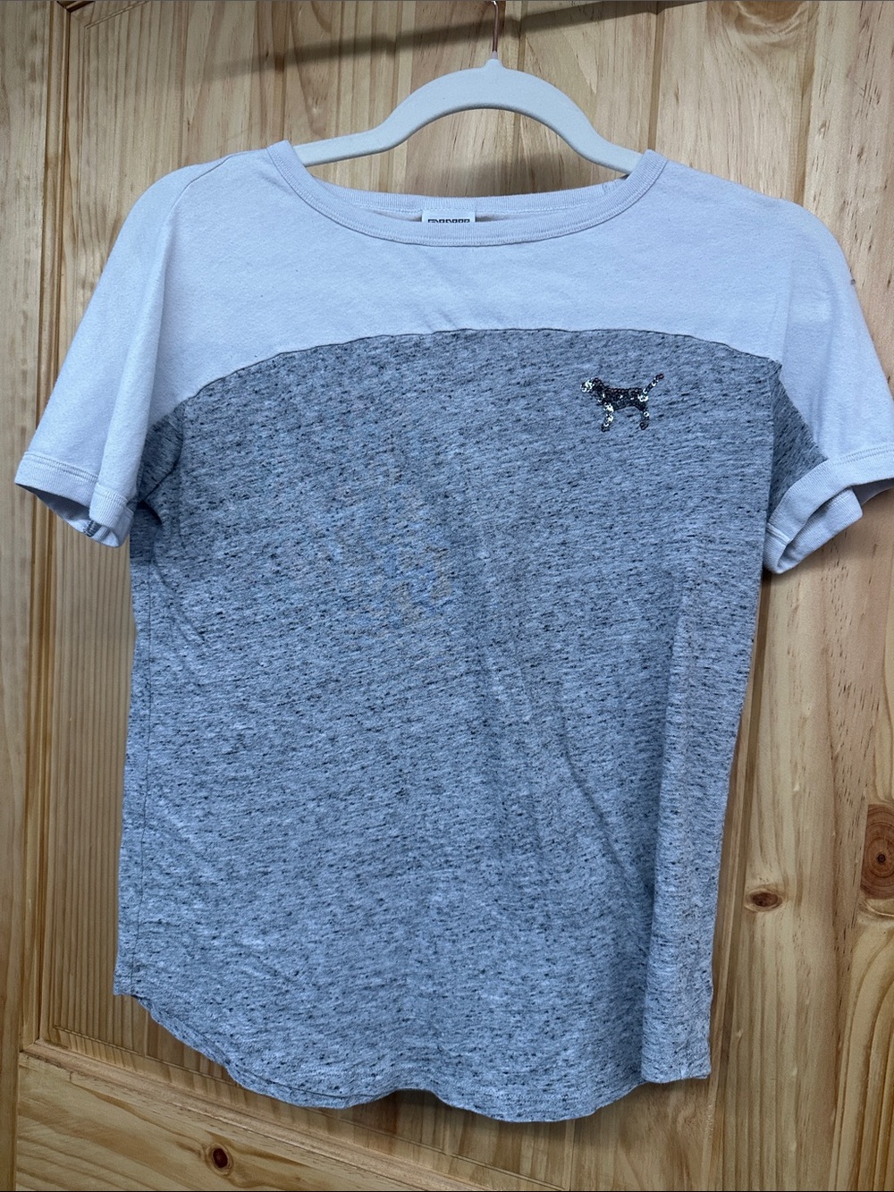 PINK Victoria's Secret Light Gray & Heather Gray Short Sleeve Tee